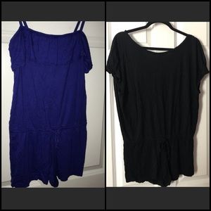 ✨3/$25✨ GAP Body Blue Ruffle Romper & Black Open Back Romper